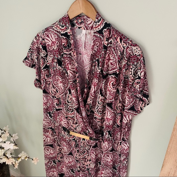 NYCollection Paisley Print Belted Jumpsuit Size 2X - Picture 4 of 9